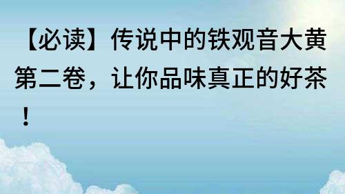 【必讀】傳說中的鐵觀音大黃第二卷，讓你品味真正的好茶！
