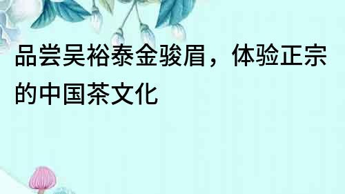 品嘗吳裕泰金駿眉，體驗正宗的中國茶文化
