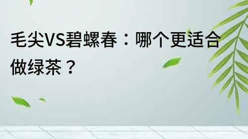 毛尖VS碧螺春：哪個更適合做綠茶？