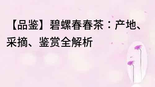 【品鑒】碧螺春春茶：產地、采摘、鑒賞全解析