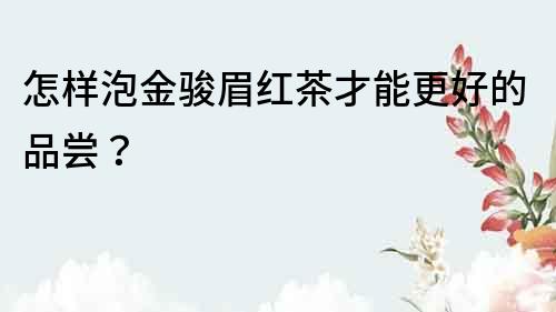 怎樣泡金駿眉紅茶才能更好的品嘗？