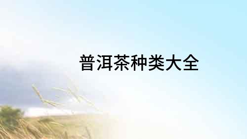 普洱茶種類大全