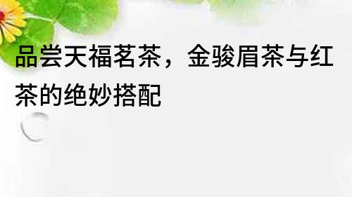 品嘗天福茗茶，金駿眉茶與紅茶的絕妙搭配