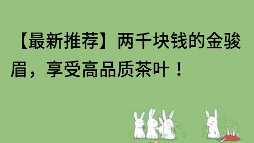 【最新推薦】兩千塊錢的金駿眉,享受高品質茶葉!