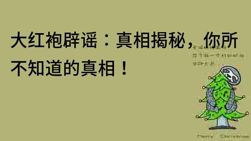 大紅袍辟謠：真相揭秘，你所不知道的真相！