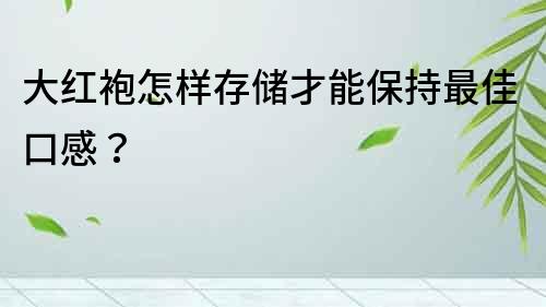 大紅袍怎樣存儲才能保持最佳口感？