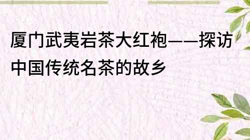 廈門武夷巖茶大紅袍——探訪中國傳統名茶的故鄉