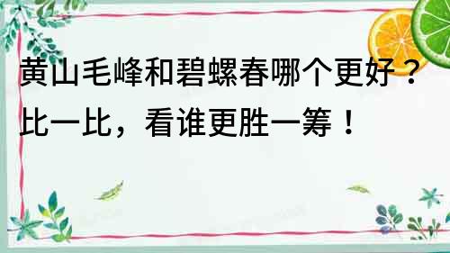 黃山毛峰和碧螺春哪個更好？比一比，看誰更勝一籌！