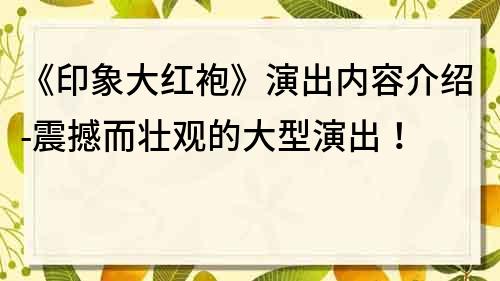 《印象大紅袍》演出內(nèi)容介紹-震撼而壯觀的大型演出！