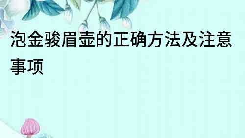 泡金駿眉壺的正確方法及注意事項