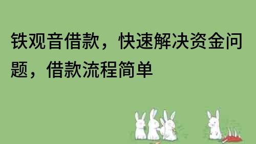 鐵觀音借款，快速解決資金問題，借款流程簡單