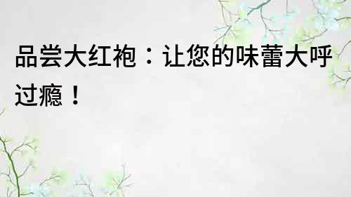 品嘗大紅袍：讓您的味蕾大呼過癮！