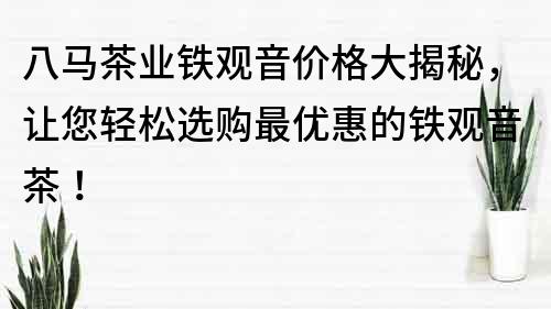八馬茶業鐵觀音價格大揭秘，讓您輕松選購最優惠的鐵觀音茶！