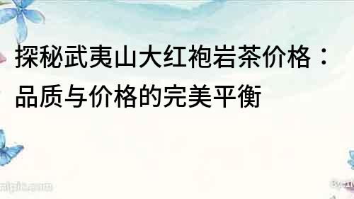 探秘武夷山大紅袍巖茶價格：品質與價格的完美平衡