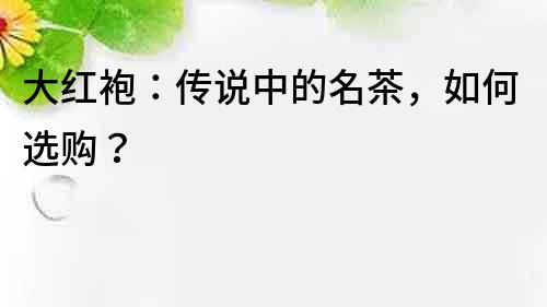 大紅袍：傳說中的名茶，如何選購？