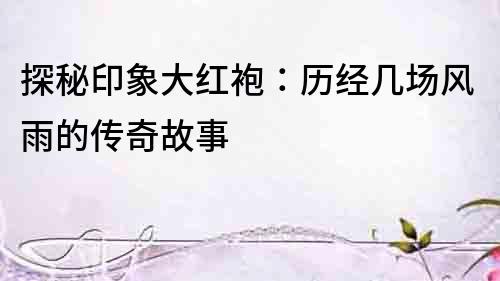 探秘印象大紅袍：歷經幾場風雨的傳奇故事