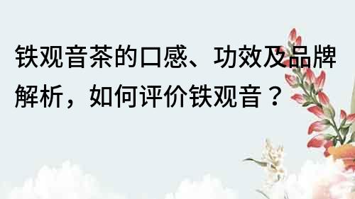 鐵觀音茶的口感、功效及品牌解析，如何評價鐵觀音？