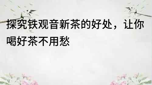 探究鐵觀音新茶的好處，讓你喝好茶不用愁