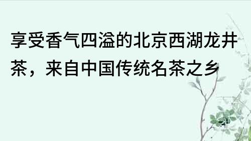 享受香氣四溢的北京西湖龍井茶，來自中國傳統名茶之鄉