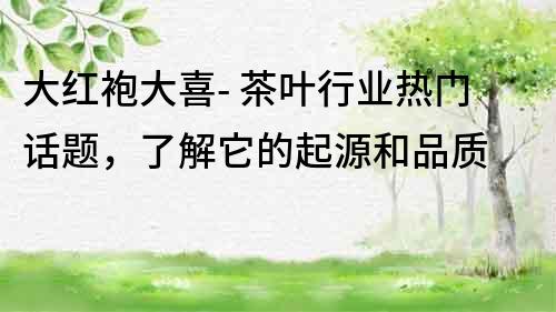 大紅袍大喜- 茶葉行業熱門話題，了解它的起源和品質