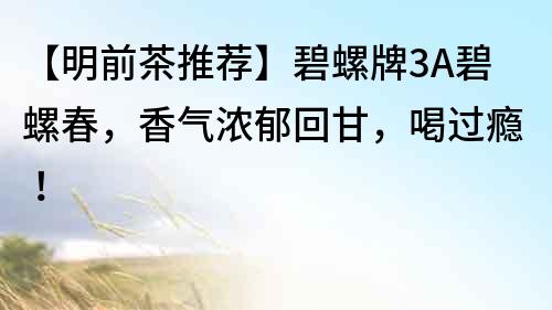 【明前茶推薦】碧螺牌3A碧螺春，香氣濃郁回甘，喝過癮！
