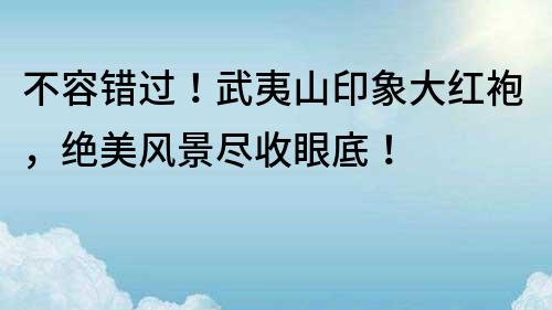 不容錯過！武夷山印象大紅袍，絕美風景盡收眼底！