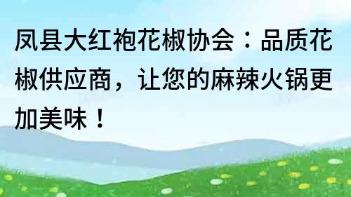 鳳縣大紅袍花椒協會：品質花椒供應商，讓您的麻辣火鍋更加美味！