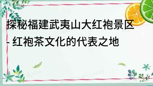 探秘福建武夷山大紅袍景區 - 紅袍茶文化的代表之地