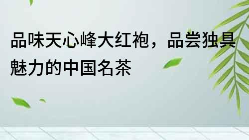 品味天心峰大紅袍，品嘗獨具魅力的中國名茶