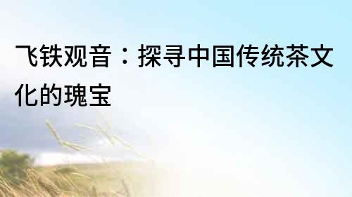 飛鐵觀音：探尋中國傳統(tǒng)茶文化的瑰寶