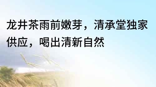 龍井茶雨前嫩芽，清承堂獨家供應，喝出清新自然
