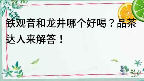 鐵觀音和龍井哪個好喝？品茶達人來解答！