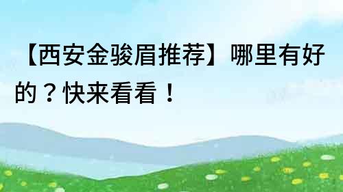 【西安金駿眉推薦】哪里有好的？快來看看！