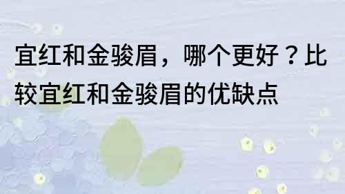 宜紅和金駿眉，哪個(gè)更好？比較宜紅和金駿眉的優(yōu)缺點(diǎn)