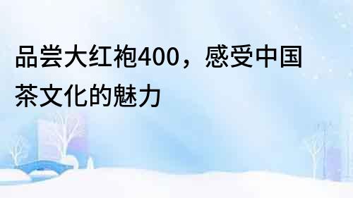 品嘗大紅袍400，感受中國茶文化的魅力