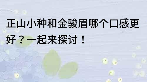 正山小種和金駿眉哪個口感更好？一起來探討！