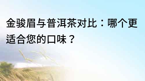 金駿眉與普洱茶對比：哪個更適合您的口味？