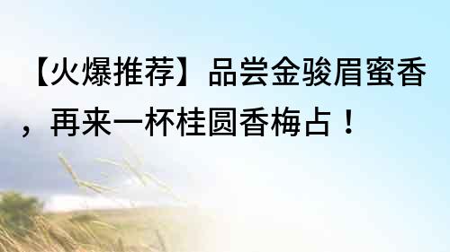 【火爆推薦】品嘗金駿眉蜜香，再來一杯桂圓香梅占！