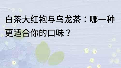 白茶大紅袍與烏龍茶：哪一種更適合你的口味？