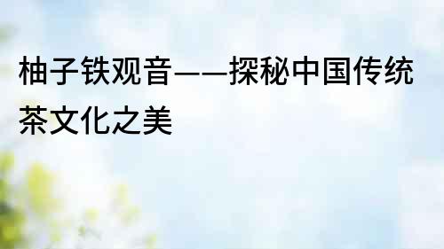 柚子鐵觀音——探秘中國傳統茶文化之美