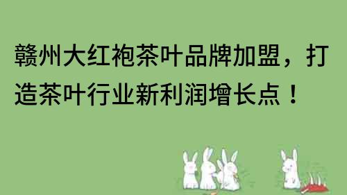 贛州大紅袍茶葉品牌加盟，打造茶葉行業新利潤增長點！