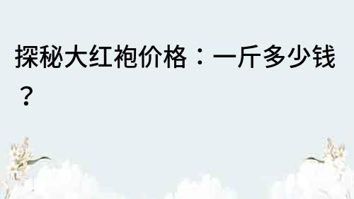 探秘大紅袍價格：一斤多少錢？