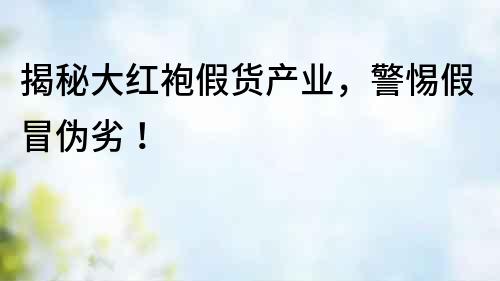 揭秘大紅袍假貨產(chǎn)業(yè)，警惕假冒偽劣！