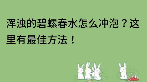 渾濁的碧螺春水怎么沖泡？這里有最佳方法！
