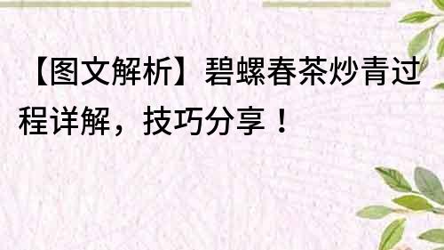 【圖文解析】碧螺春茶炒青過程詳解，技巧分享！