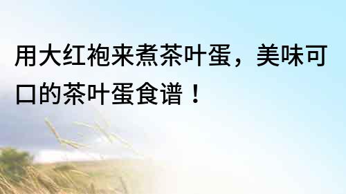 用大紅袍來煮茶葉蛋，美味可口的茶葉蛋食譜！