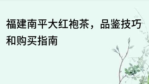福建南平大紅袍茶，品鑒技巧和購買指南