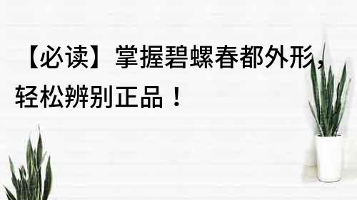 【必讀】掌握碧螺春都外形，輕松辨別正品！